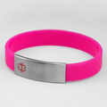 Pink Silicone Bracelet & Stainless Steel Medical Tag LG